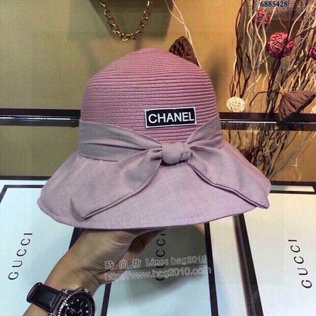 Chanel女士帽子 香奈兒蝴蝶結可折疊禮帽草帽 Chanel遮陽帽  mm1011
